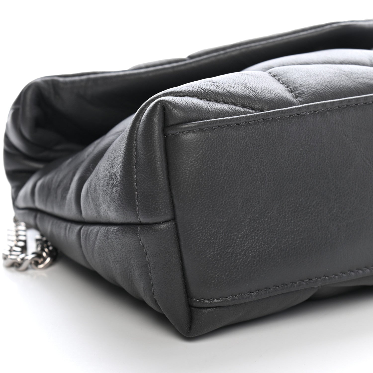 Saint Laurent Lambskin Quilted Toy Loulou Puffer Monogram Chain Satchel Storm 8 of 9
