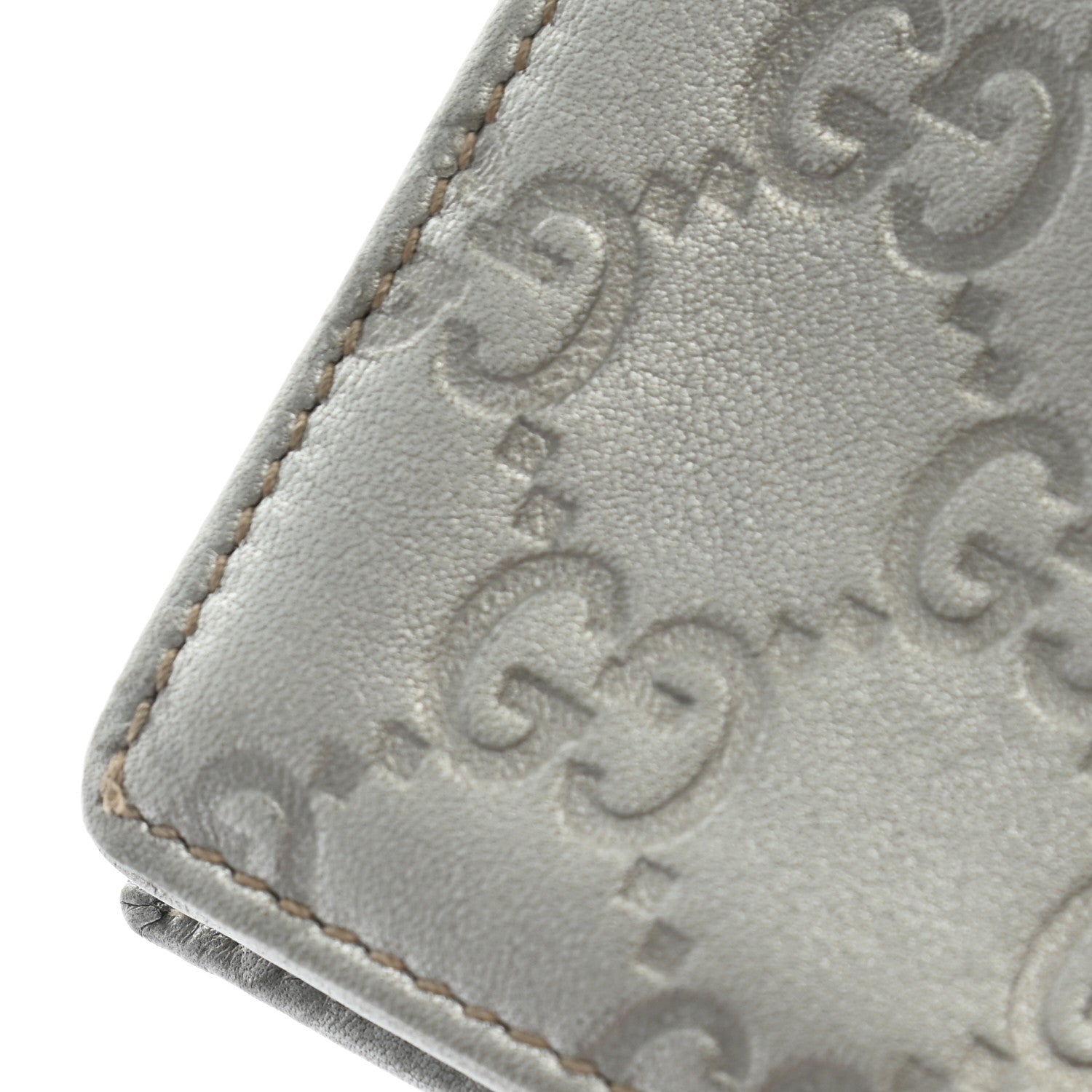 Gucci Metallic Guccissima Interlocking G Flap Card Case Silver 9 of 10