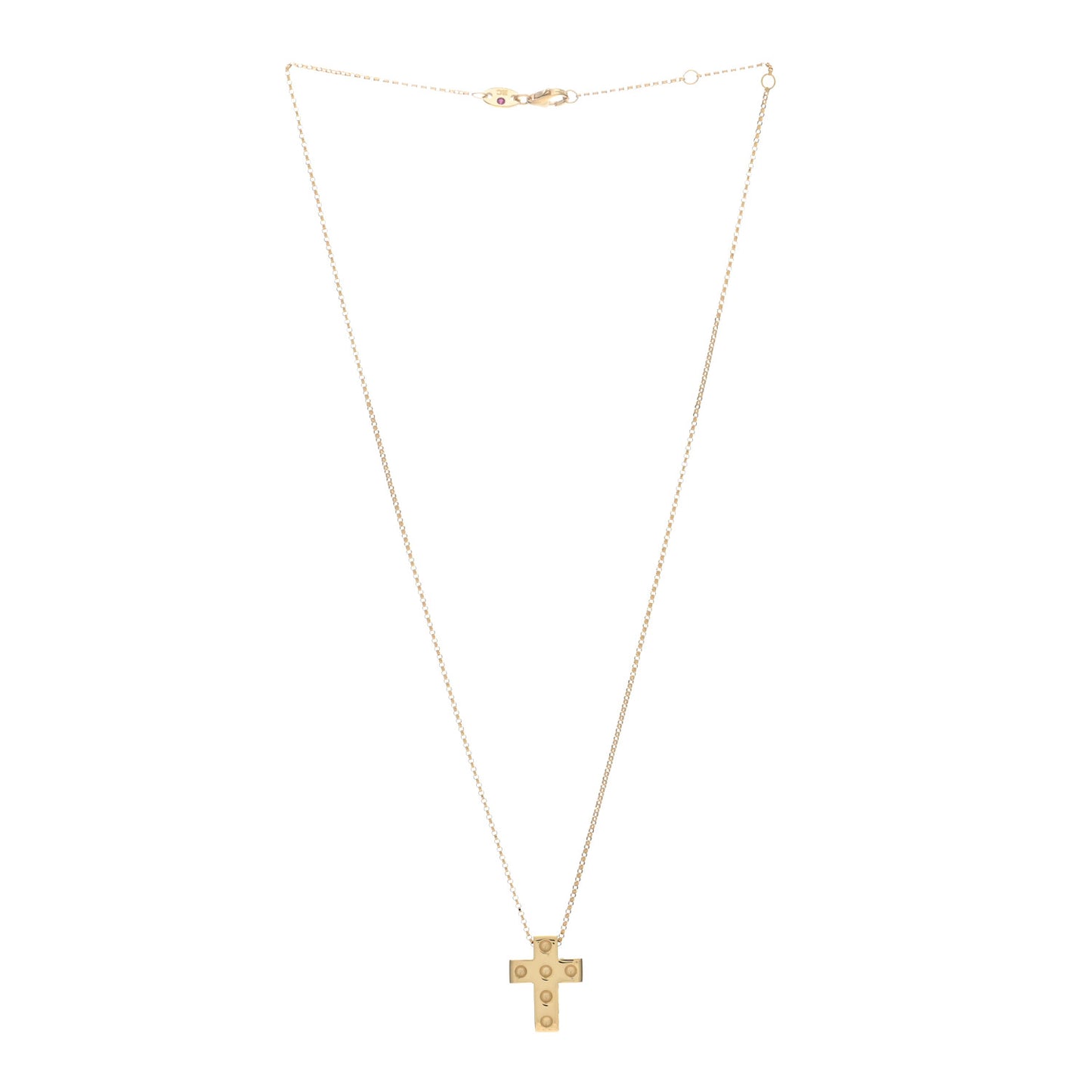 18K Yellow Gold Pois Mois Cross Pendant Necklace