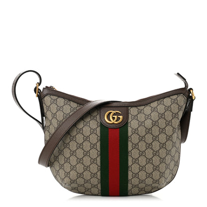 Gucci GG Supreme Monogram Web Small Ophidia Half Moon Hobo Brown 1 of 11