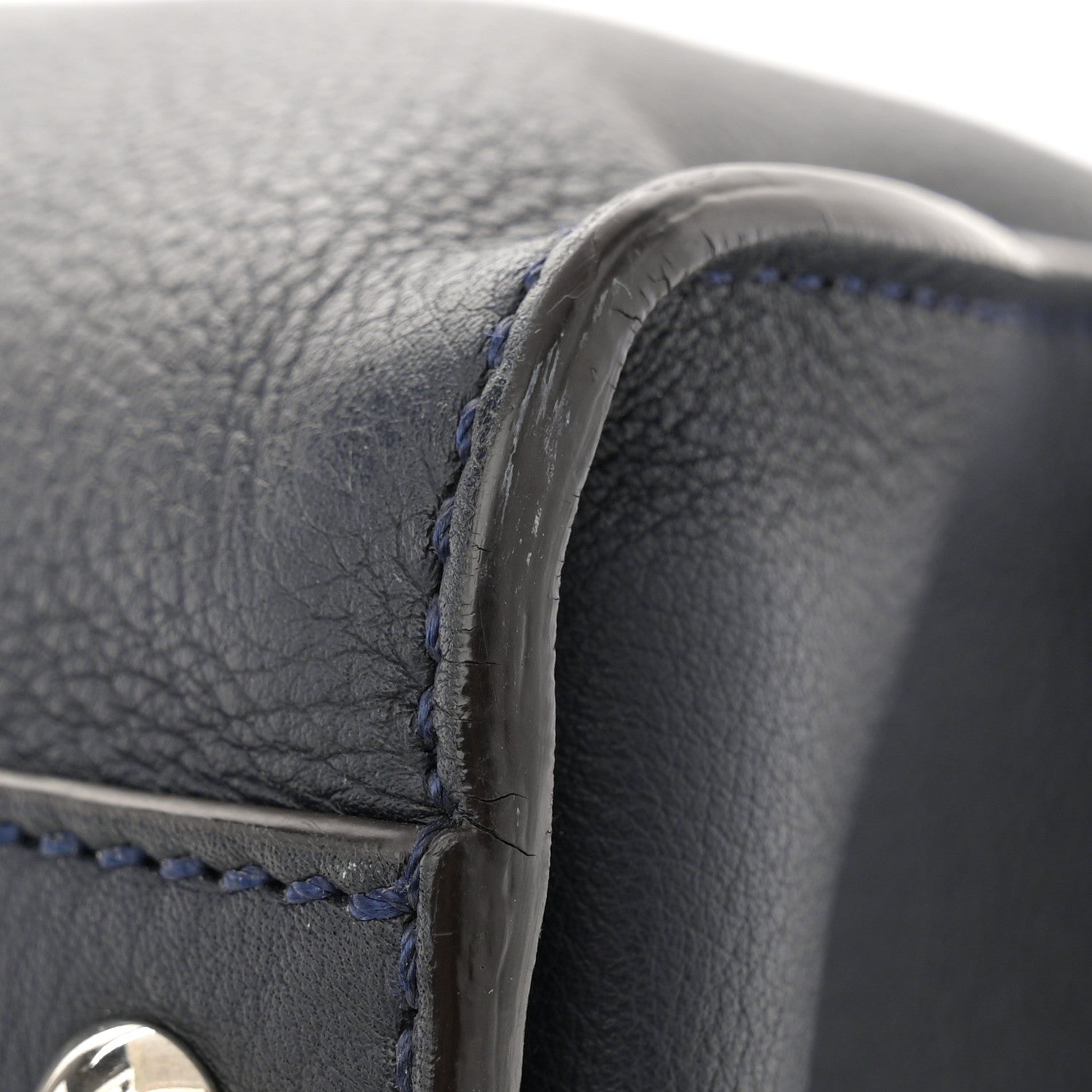 Fendi Vitello Seta Shiny Nappa Medium Peekaboo Iconic Satchel Blue Notte Ardesia 11 of 12
