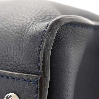 Fendi Vitello Seta Shiny Nappa Medium Peekaboo Iconic Satchel Blue Notte Ardesia 11 of 12