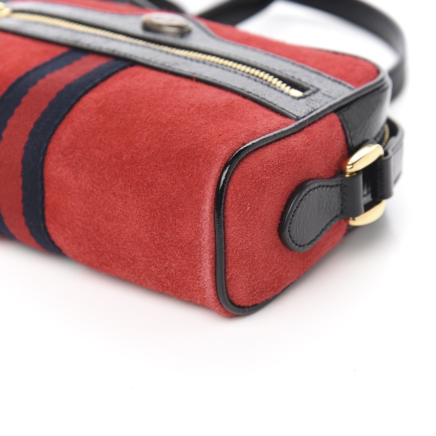 Gucci Suede Patent Web Mini Ophidia Shoulder Bag Red 8 of 9