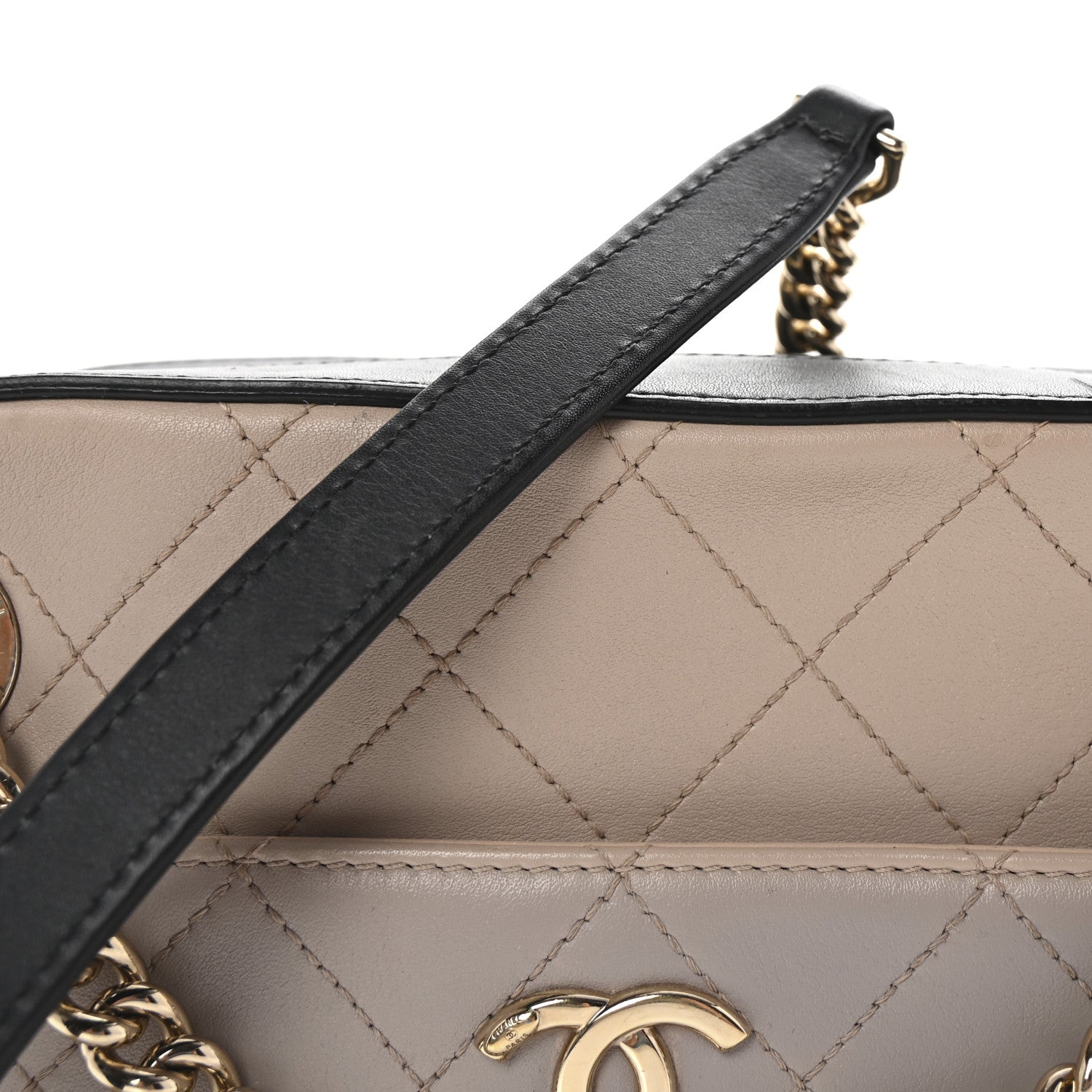 Chanel Calfskin Stitched Button Up Camera Case Pink Black 8 of 10