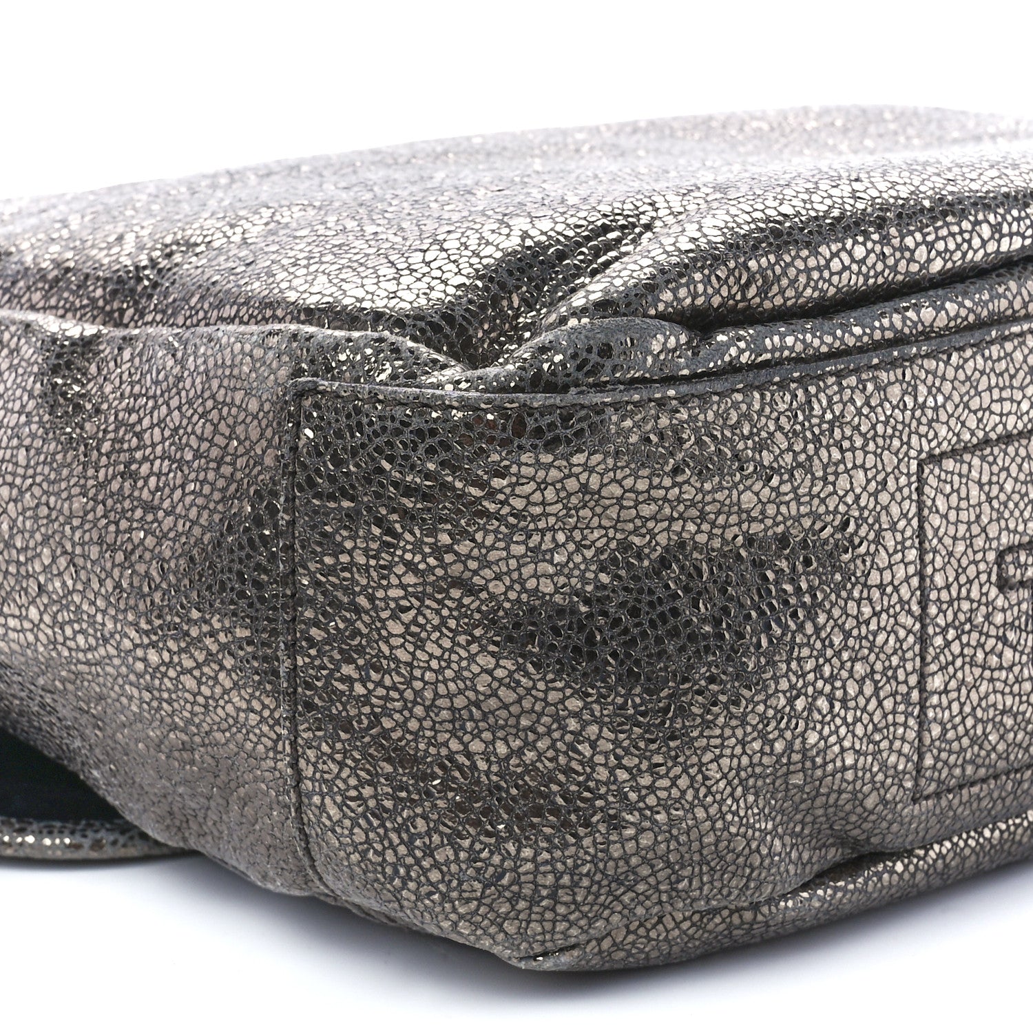Saint Laurent Metallic Calfskin Besace Shoulder Bag Volcano Silver 10 of 11