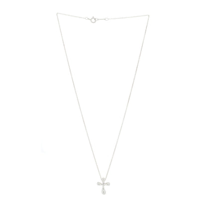 Tiffany Sterling Silver 12mm Elsa Peretti Cross Pendant Necklace 2 of 4