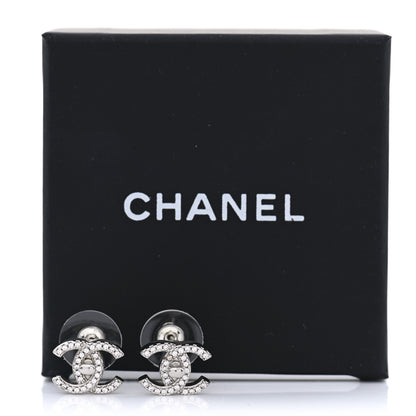 Chanel Crystal CC Turnlock Earrings Silver 5 of 5