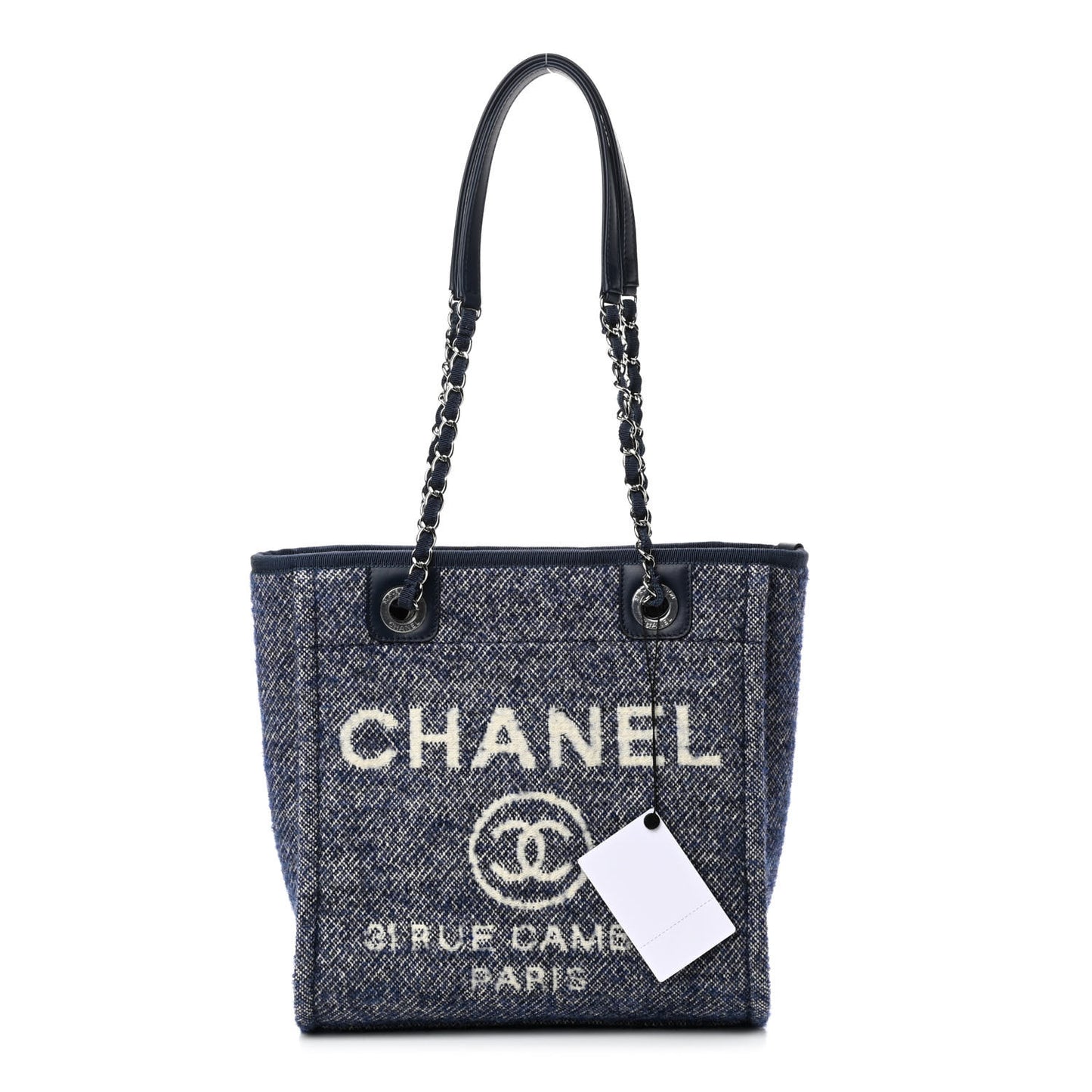 Mixed Fibers Calfskin Mini Deauville Tote Blue