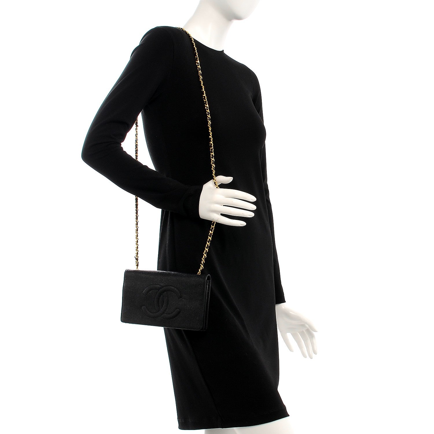 Chanel Caviar Timeless CC Wallet on Chain WOC Black 2 of 7