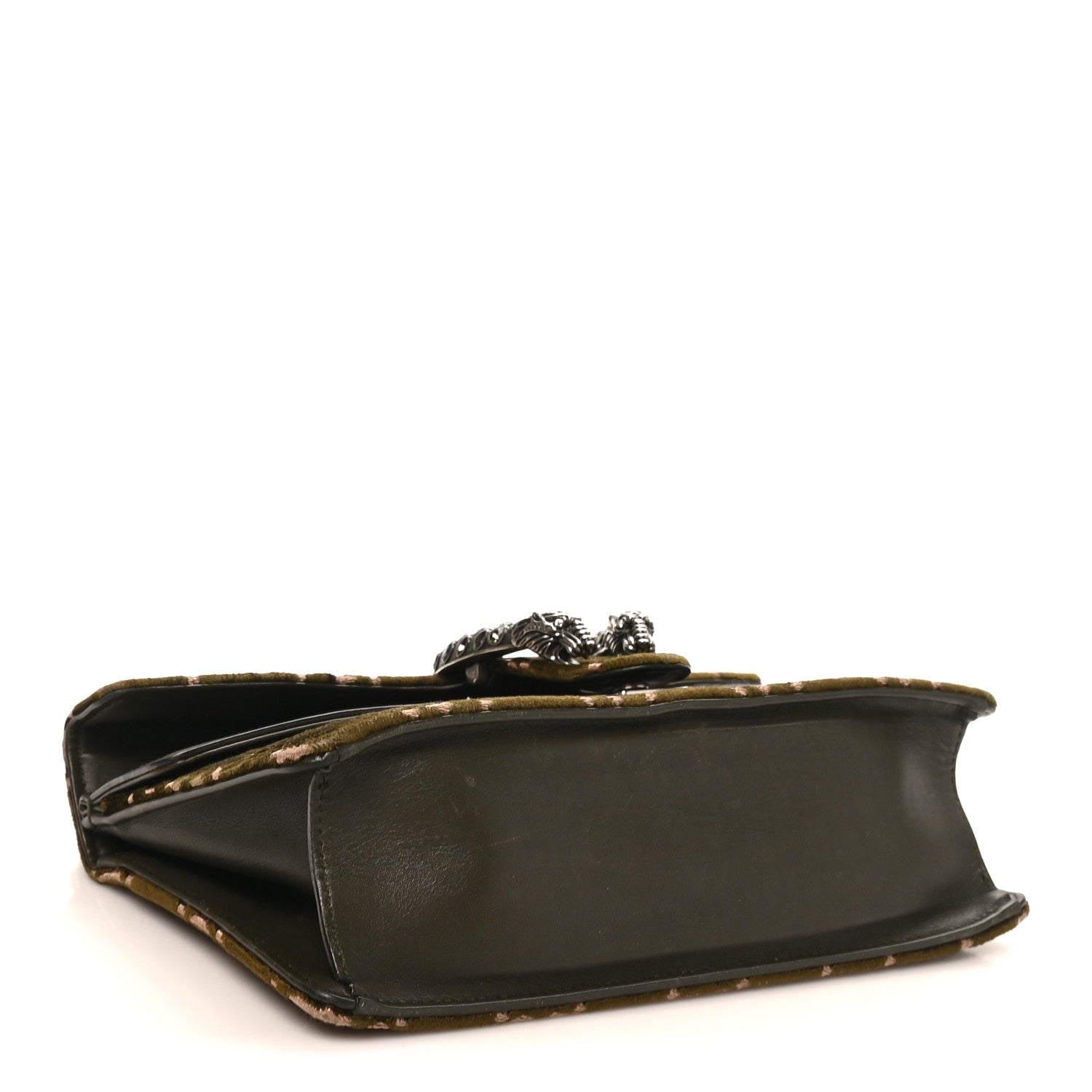 Gucci Velvet Moon Calfskin Crystal GG Monogram Small Dionysus Shoulder Bag Dark Olive Rose Gold 4 of 10