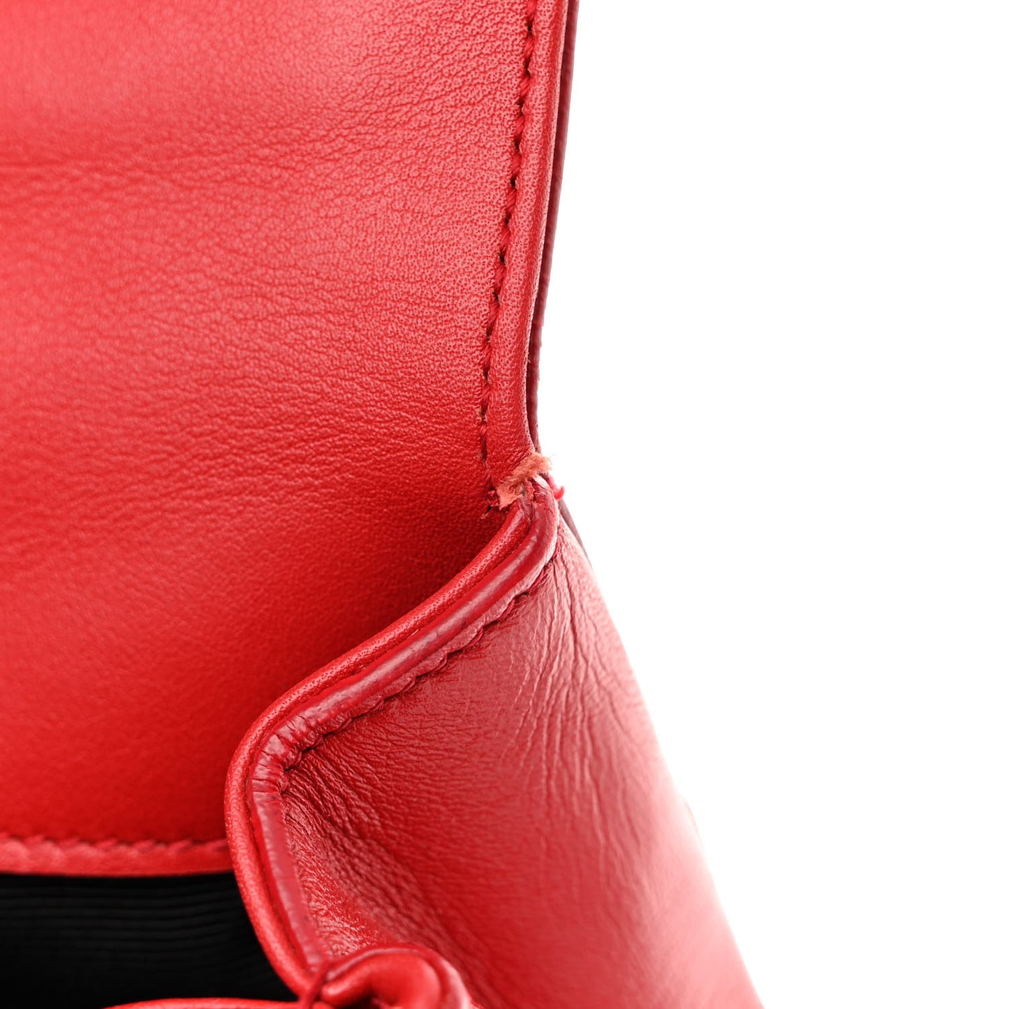 Grained Calfskin Small Moujik Top Handle Bag Red