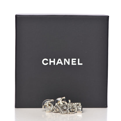 Chanel Crystal CC Drop Earrings Silver 5 of 5