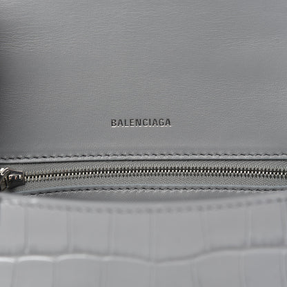Balenciaga Shiny Calfskin Crocodile Embossed Small Hourglass Top Handle Bag Balenciaga Grey 7 of 10