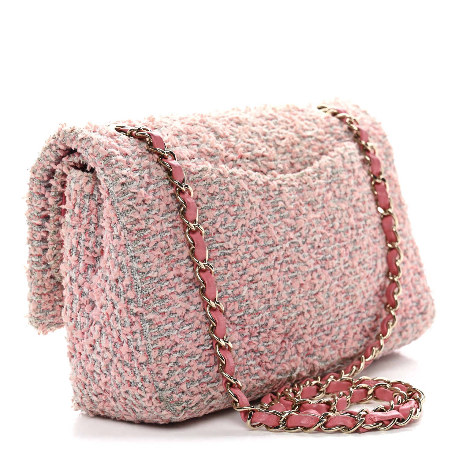 Chanel Tweed Medium Double Flap Pink 3 of 23