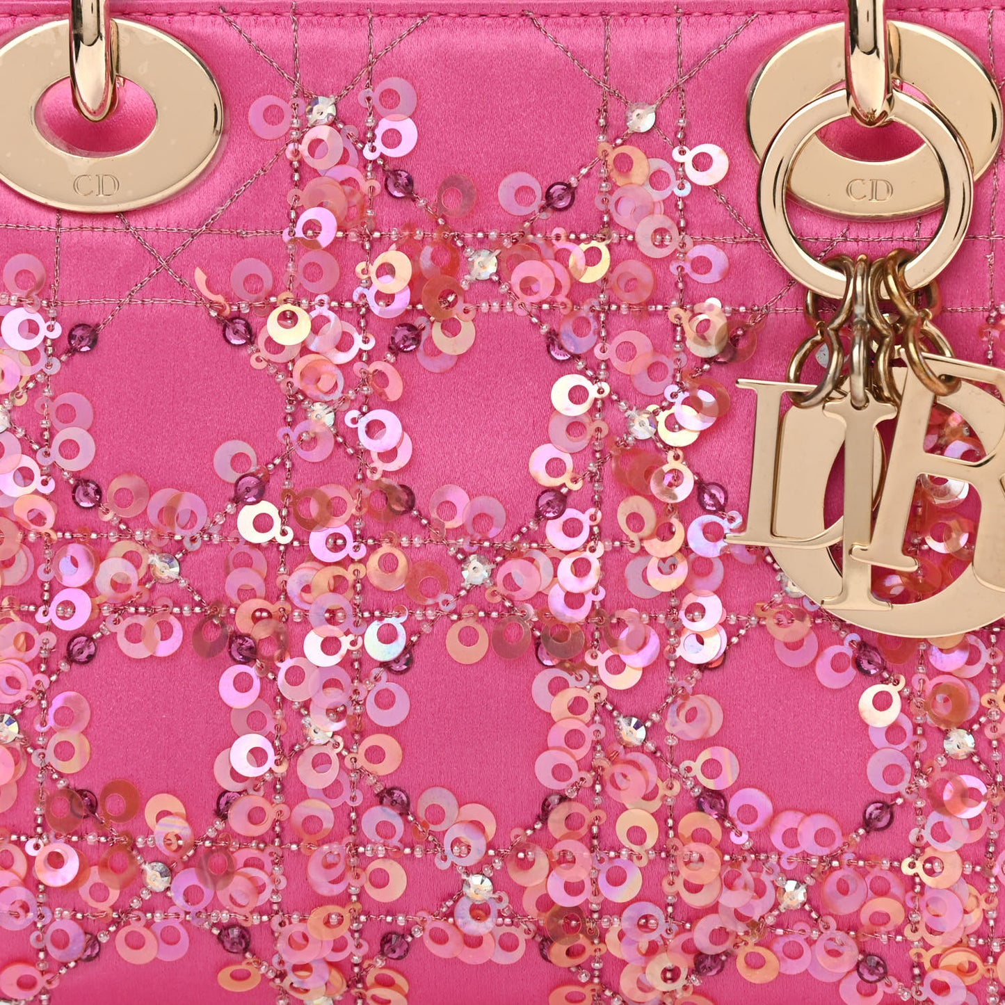 Satin Sequin Mini Lady Dior Pink
