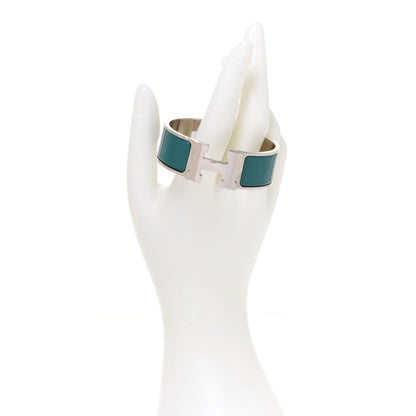 Hermes Enamel Wide Clic Clac H Bracelet PM Malachite 2 of 6