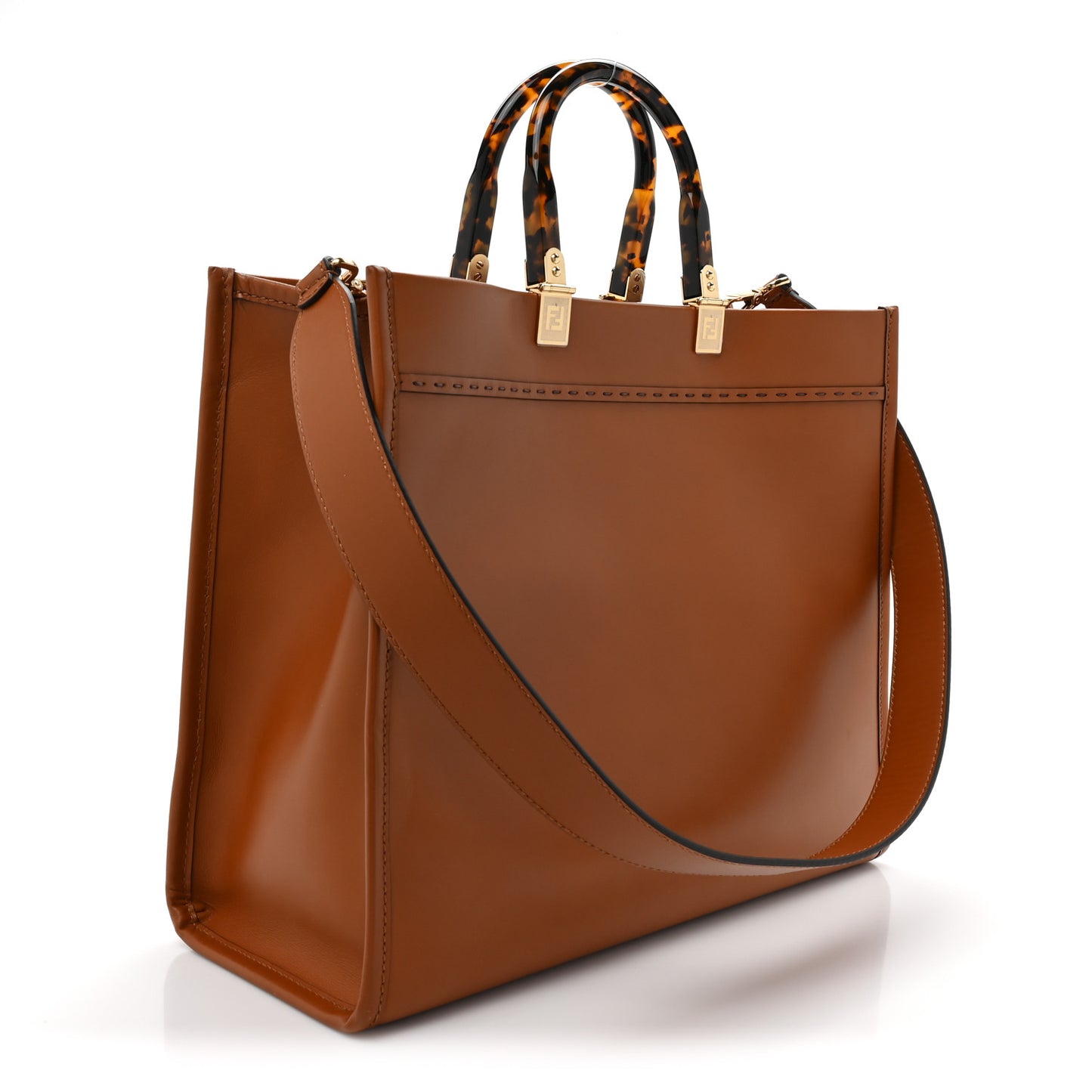 Vitello King Plexiglass Medium Fendi Sunshine Shopper Tote Cuoio