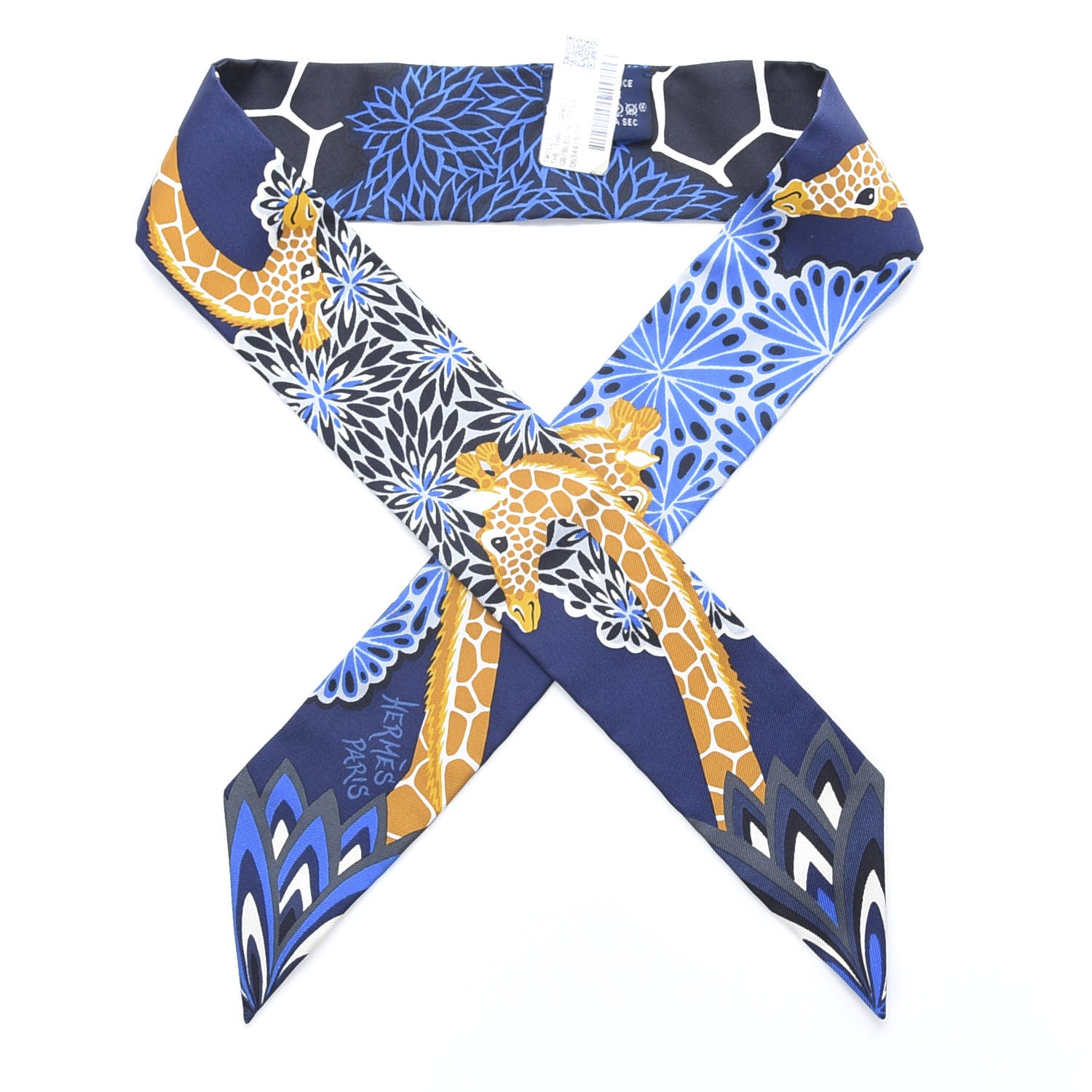 Hermes Silk The Three Graces Twilly Bleu Nuit Gold Black 1 of 4