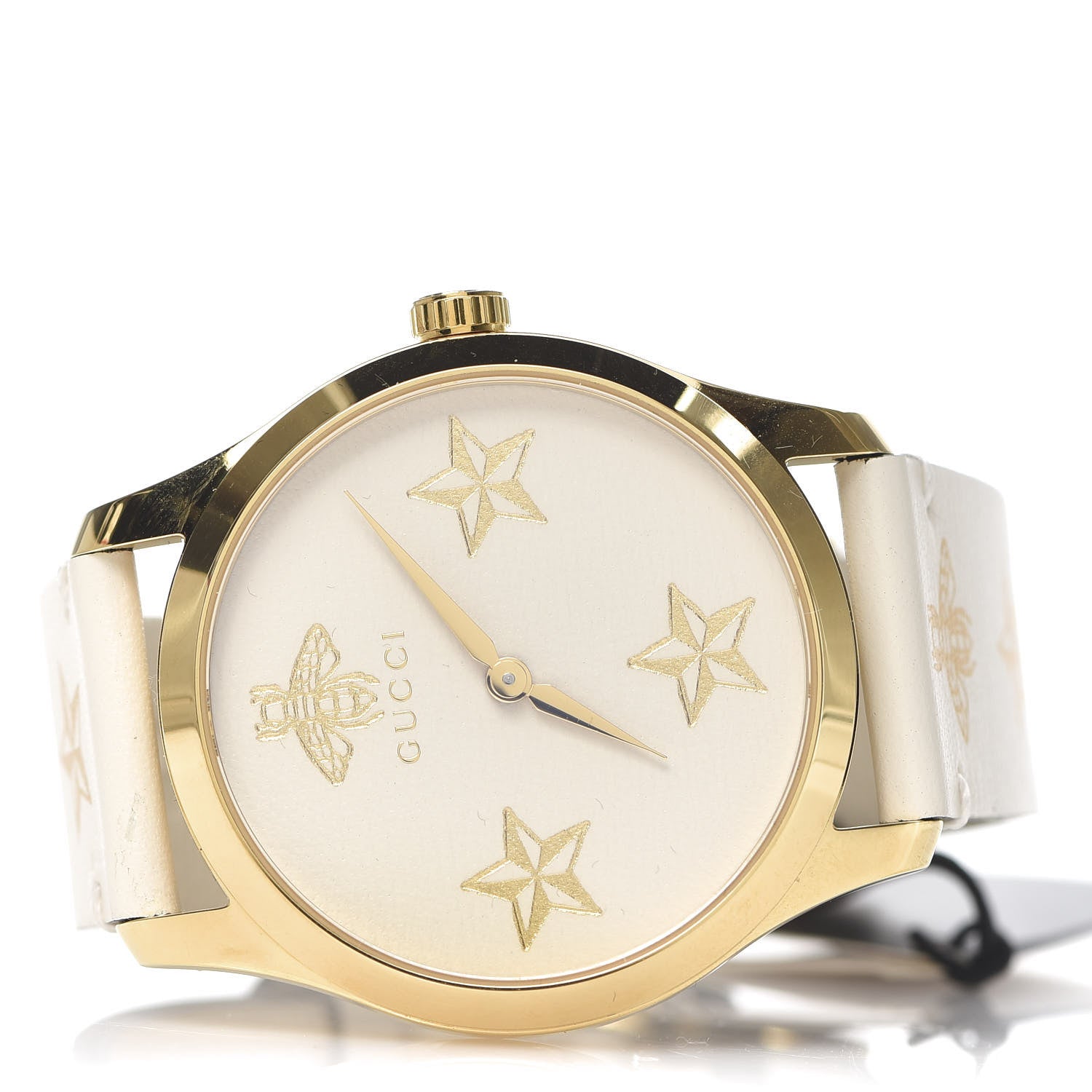 Gucci Stainless Steel Calfskin 38mm G-Timeless Bee Star Quartz Watch White 3 of 9