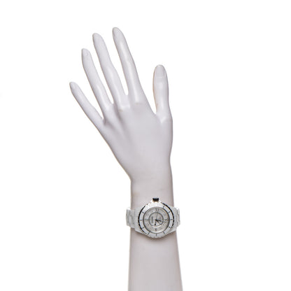 Chanel Stainless Steel Ceramic Diamond 38mm J12 Automatic Watch White 2 of 8