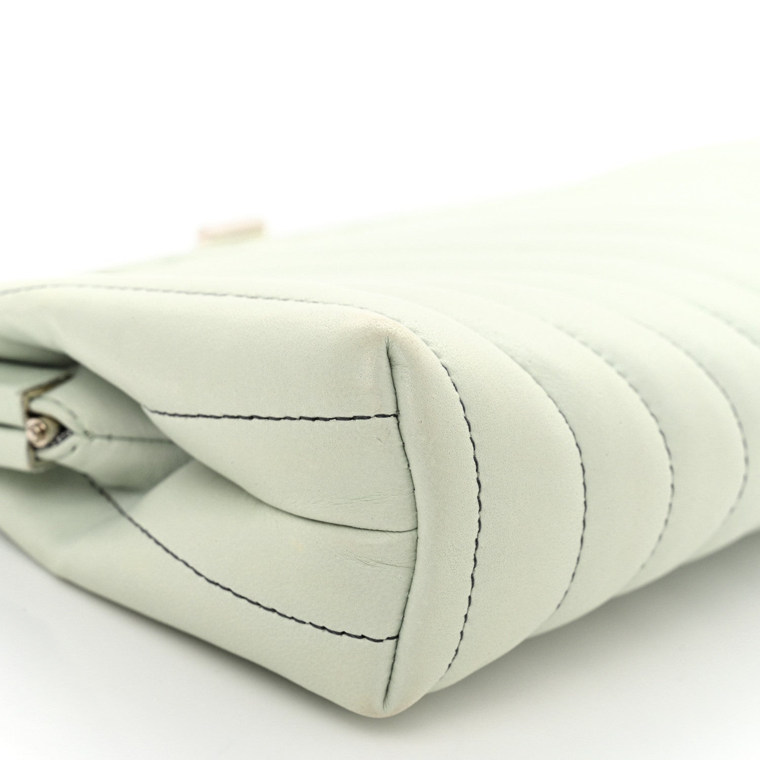 Chanel Lambskin Vertical Quilted Mademoiselle Clutch Light Green 8 of 10
