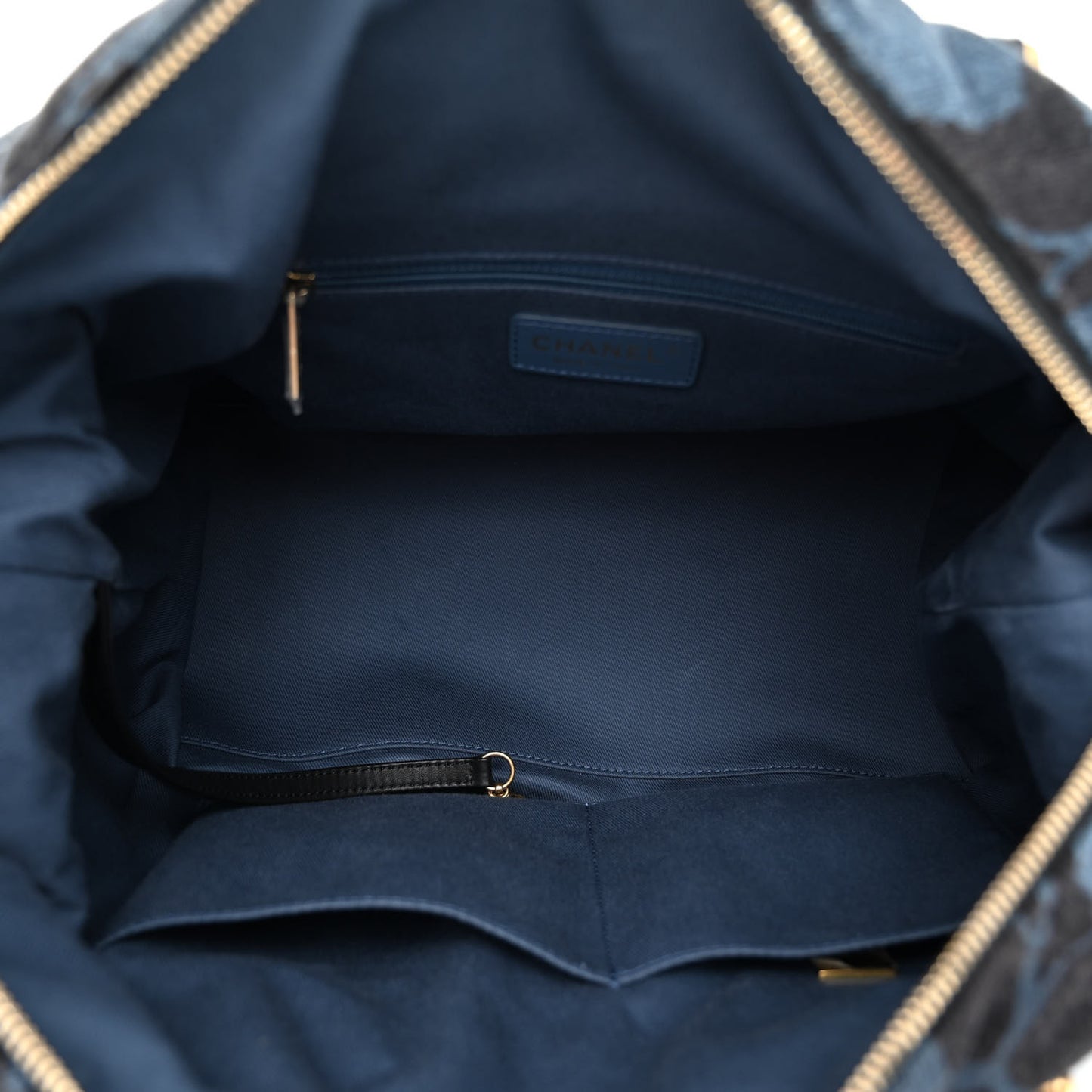 Denim Printed Destination Chenonceau Shoulder Bag Blue Black