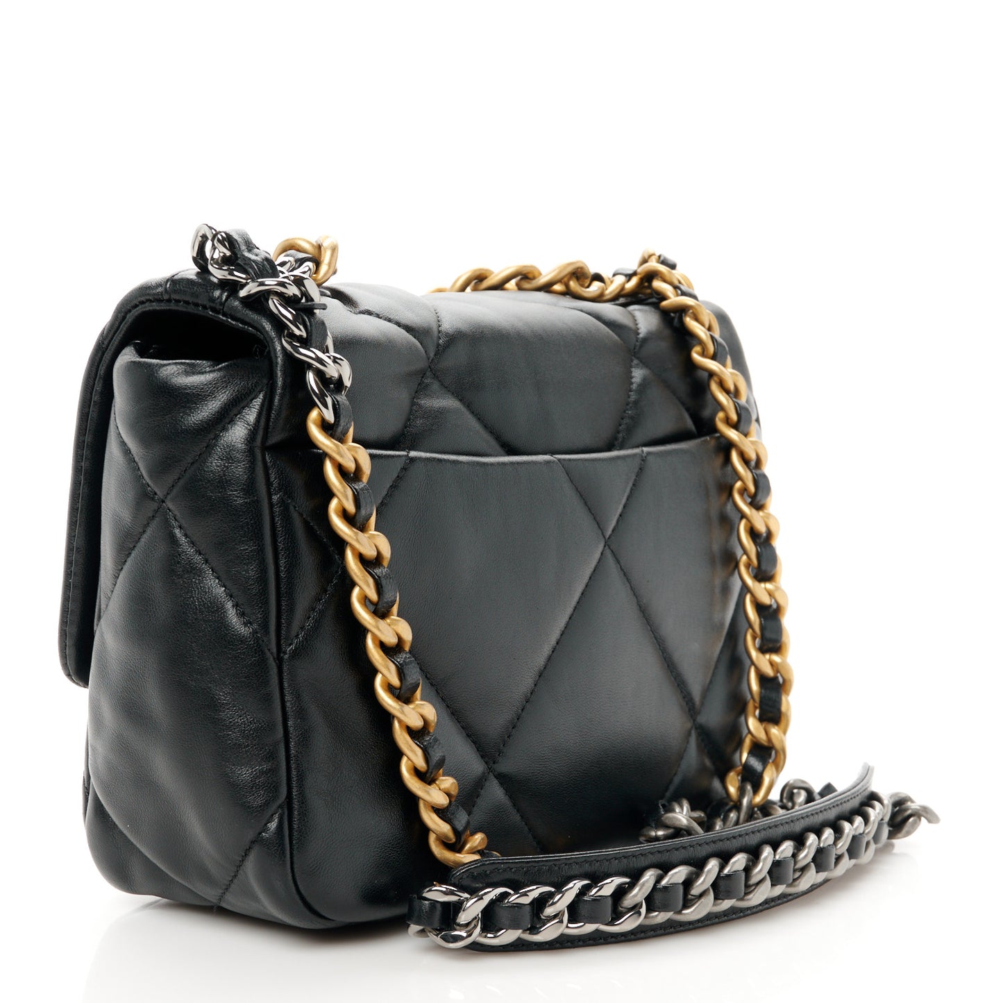 Lambskin Quilted Medium Chanel 19 Flap Black