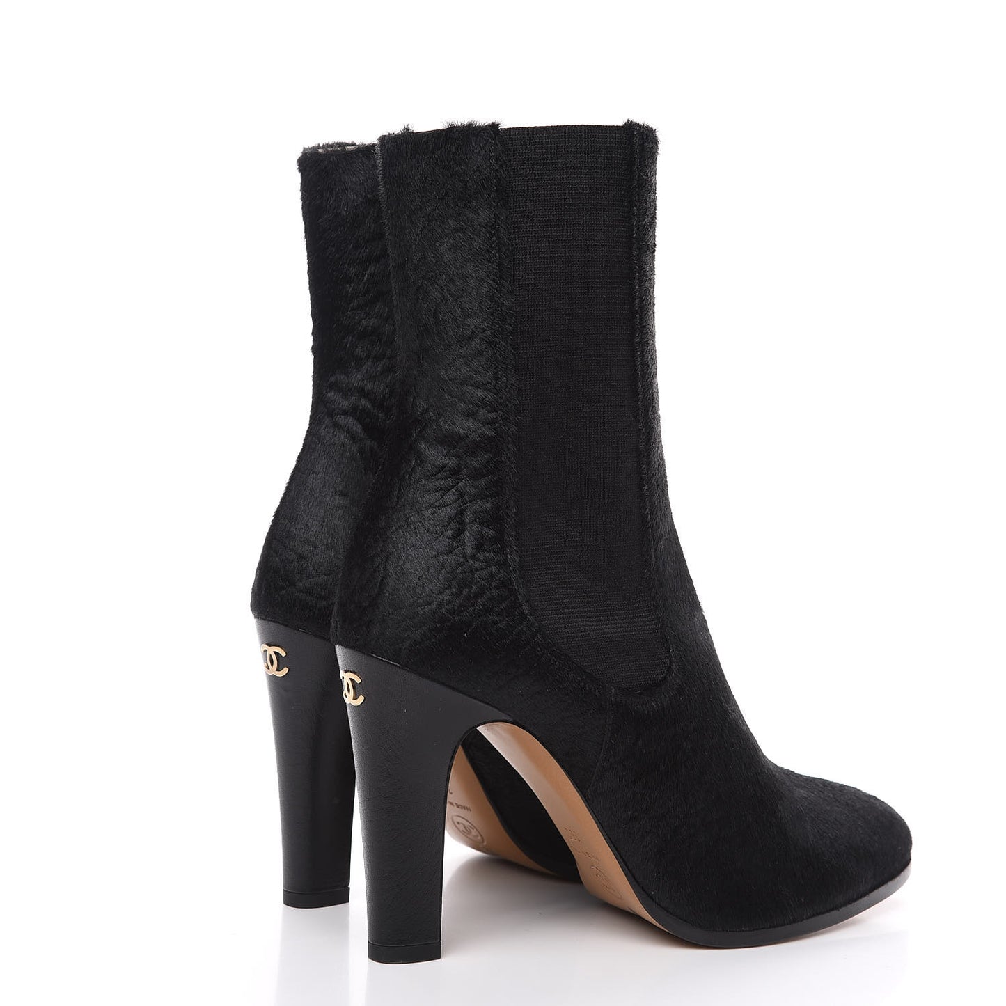 Pony Hair CC Short Boots 38 Black