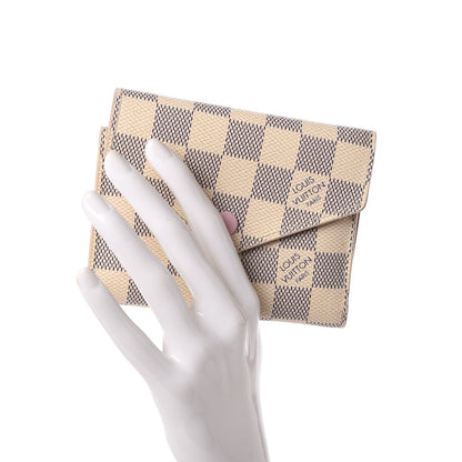Louis Vuitton Damier Azur Victorine Wallet Rose Ballerine 2 of 9