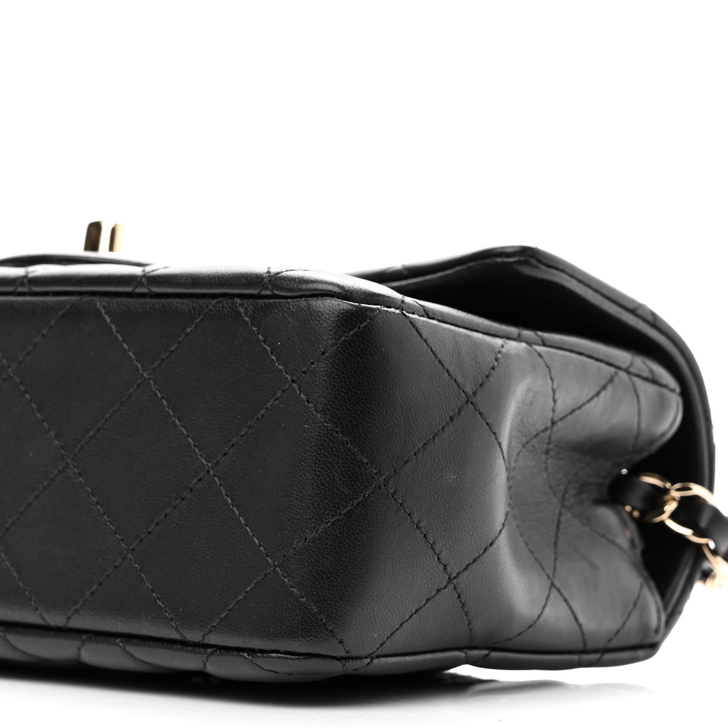 Lambskin Quilted Mini Rectangular Flap Black