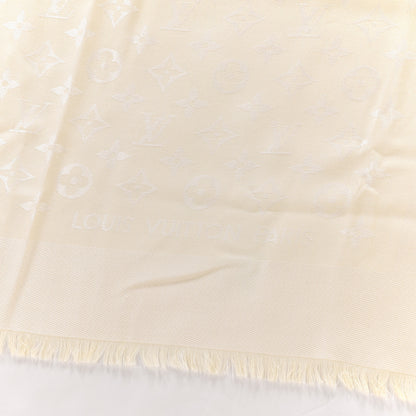 Louis Vuitton Silk Wool Monogram Shine Shawl Beige 2 of 3