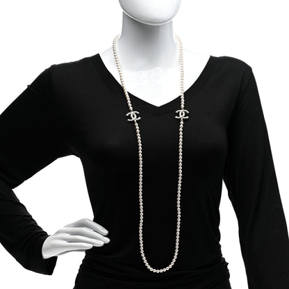 Chanel Pearl Baguette Crystal CC Long Necklace Gold 1 of 5