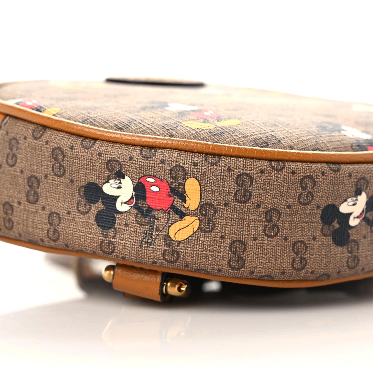 Gucci X DISNEY Mini Vintage GG Supreme Monogram Mickey Mouse Round Backpack Beige Vintage Sun Oil 6 of 9