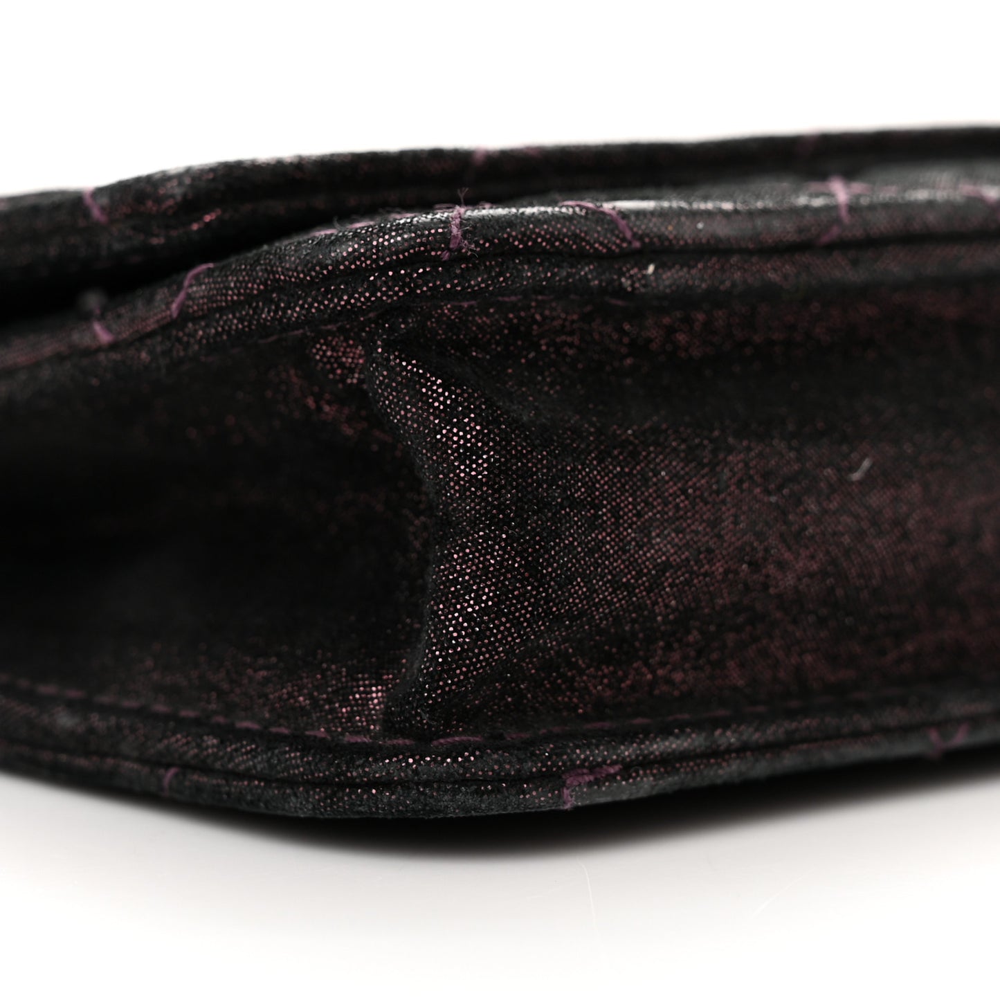 Iridescent Calfskin Quilted Tartan Button Wallet on Chain WOC