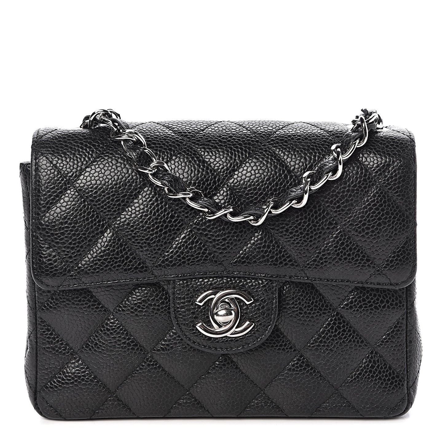 Caviar Quilted Mini Square Flap Black