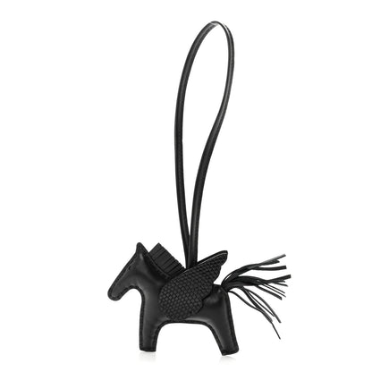 Hermes Milo Lambskin Lizard Touch Grigri Rodeo Pegase Horse Bag Charm PM So Black 1 of 5