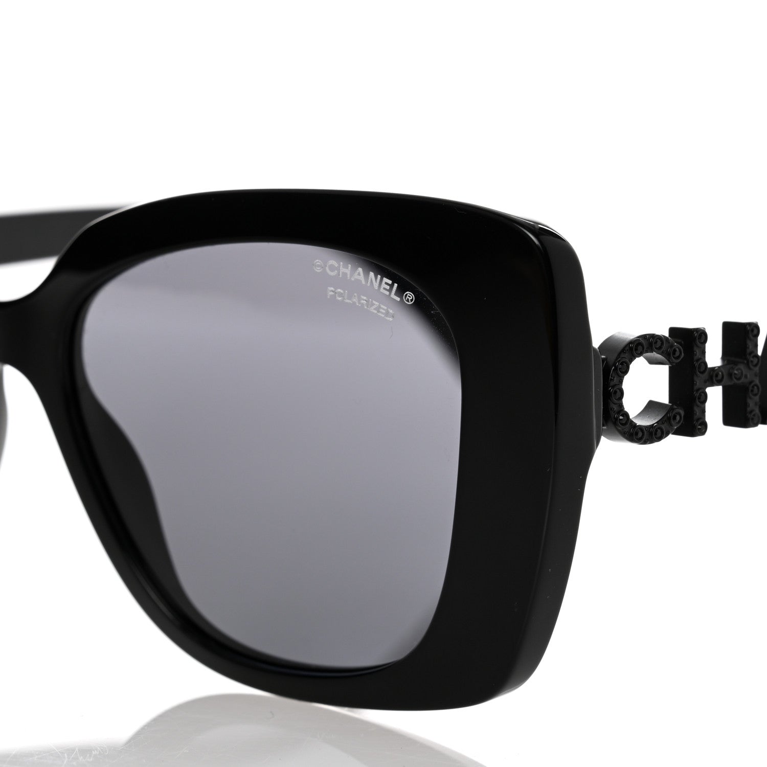 Chanel Acetate Strass Polarized Square Sunglasses 5422-B Black 7 of 8