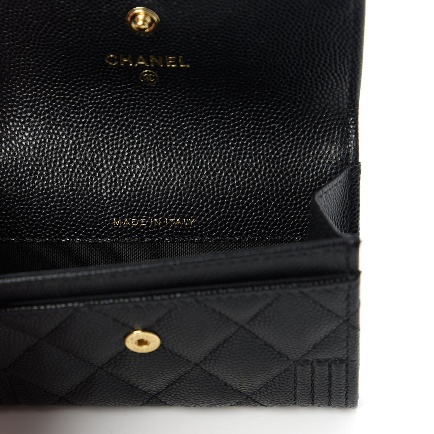 Caviar Quilted Boy Flap Card Holder Black