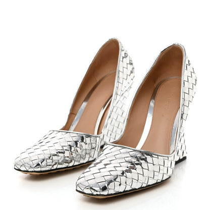 Bottega Veneta Metallic Nappa Intrecciato Comet Pumps 40 Silver 3 of 9