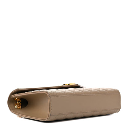 Saint Laurent Grain De Poudre Textured Mixed Matelasse Medium Triquilt Monogram Satchel Dark Beige 4 of 23