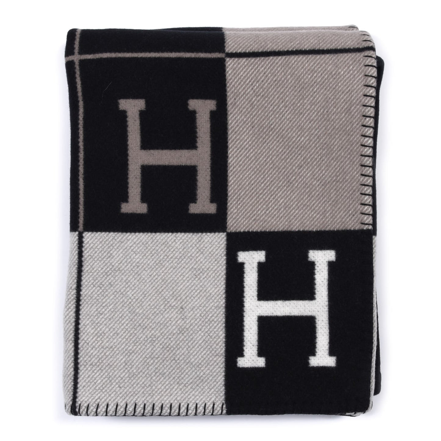 Wool Cashmere Avalon III Blanket Ecru Black
