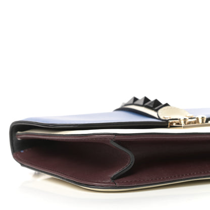 Valentino Garavani Vitello Medium Tri-Color Glam Lock Rockstud Flap Blue White Burgundy 7 of 9