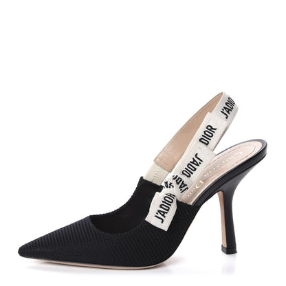 Christian Dior Technical Canvas Ribbon J'Adior Slingback 100mm Pumps 35 Black 1 of 11