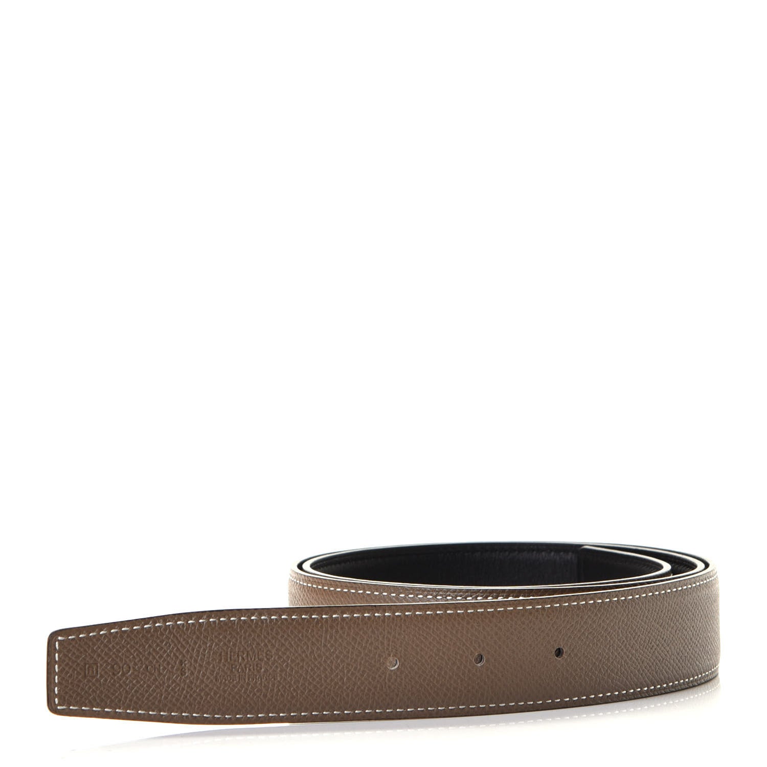 Hermes Box Epsom 32mm Belt Strap 90 Black Etoupe 1 of 2