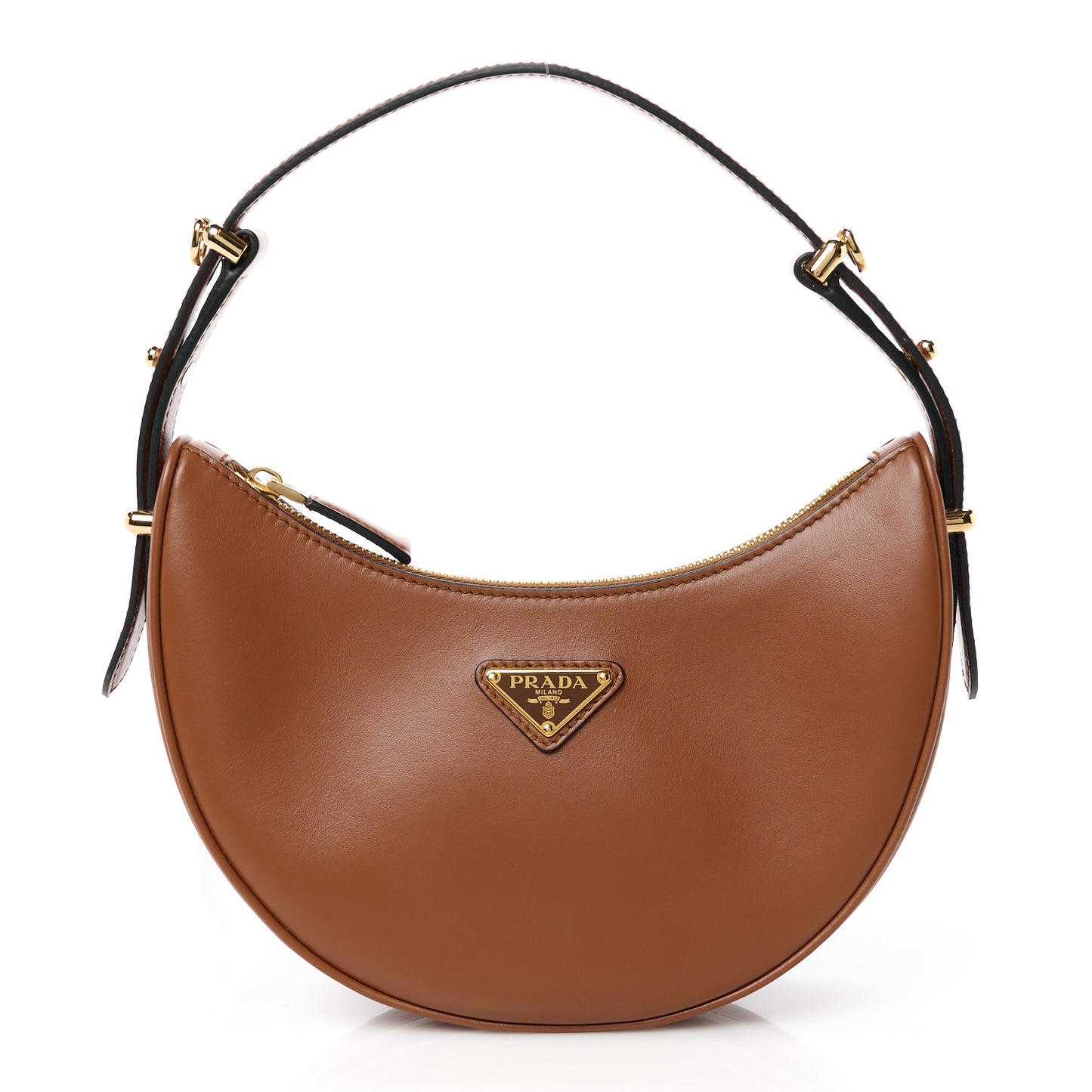 Soft Calfskin Arque Shoulder Bag Cognac
