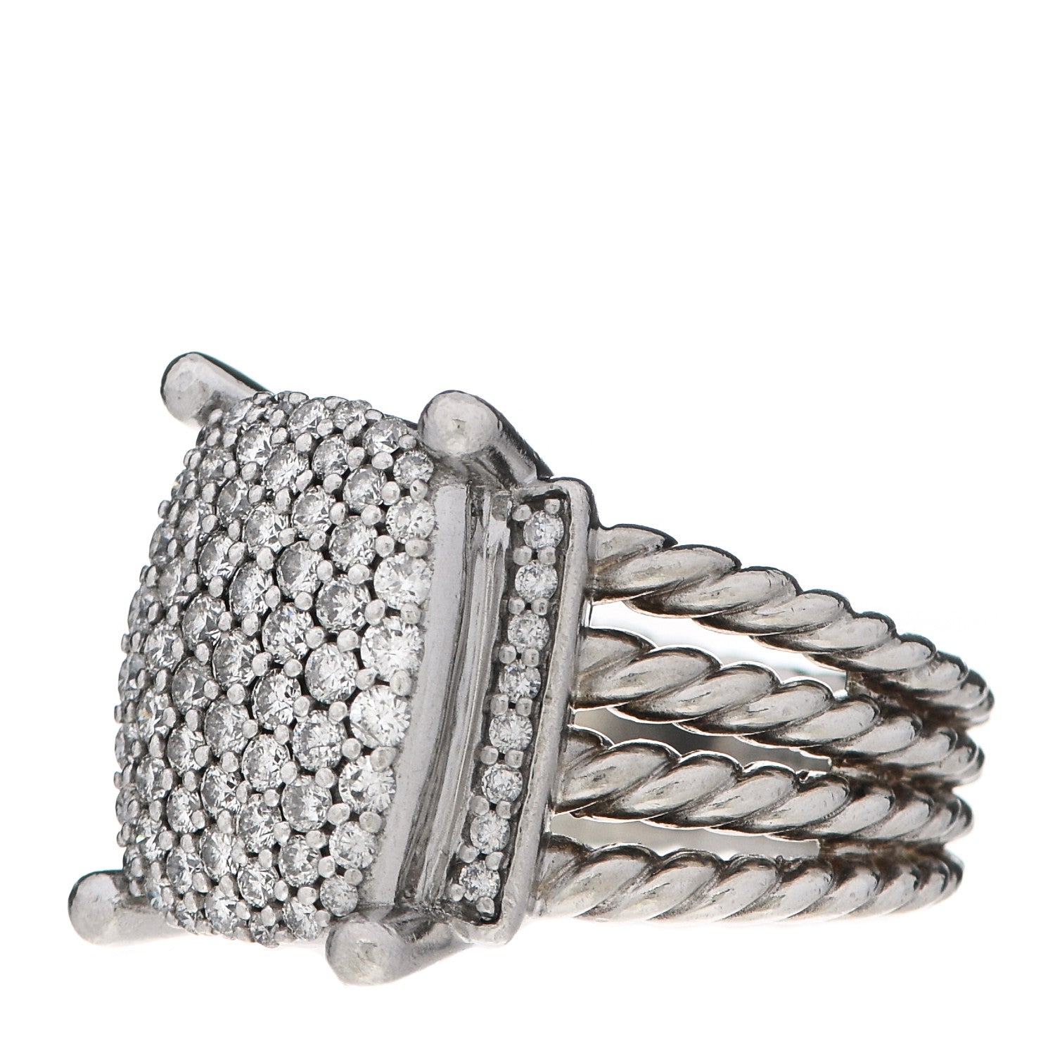 David Yurman Sterling Silver Diamond 16mm Wheaton Ring 56 7.75 3 of 5