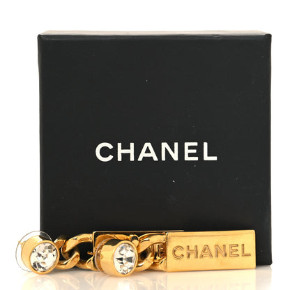 Chanel Crystal Tag Drop Earrings Gold 5 of 5
