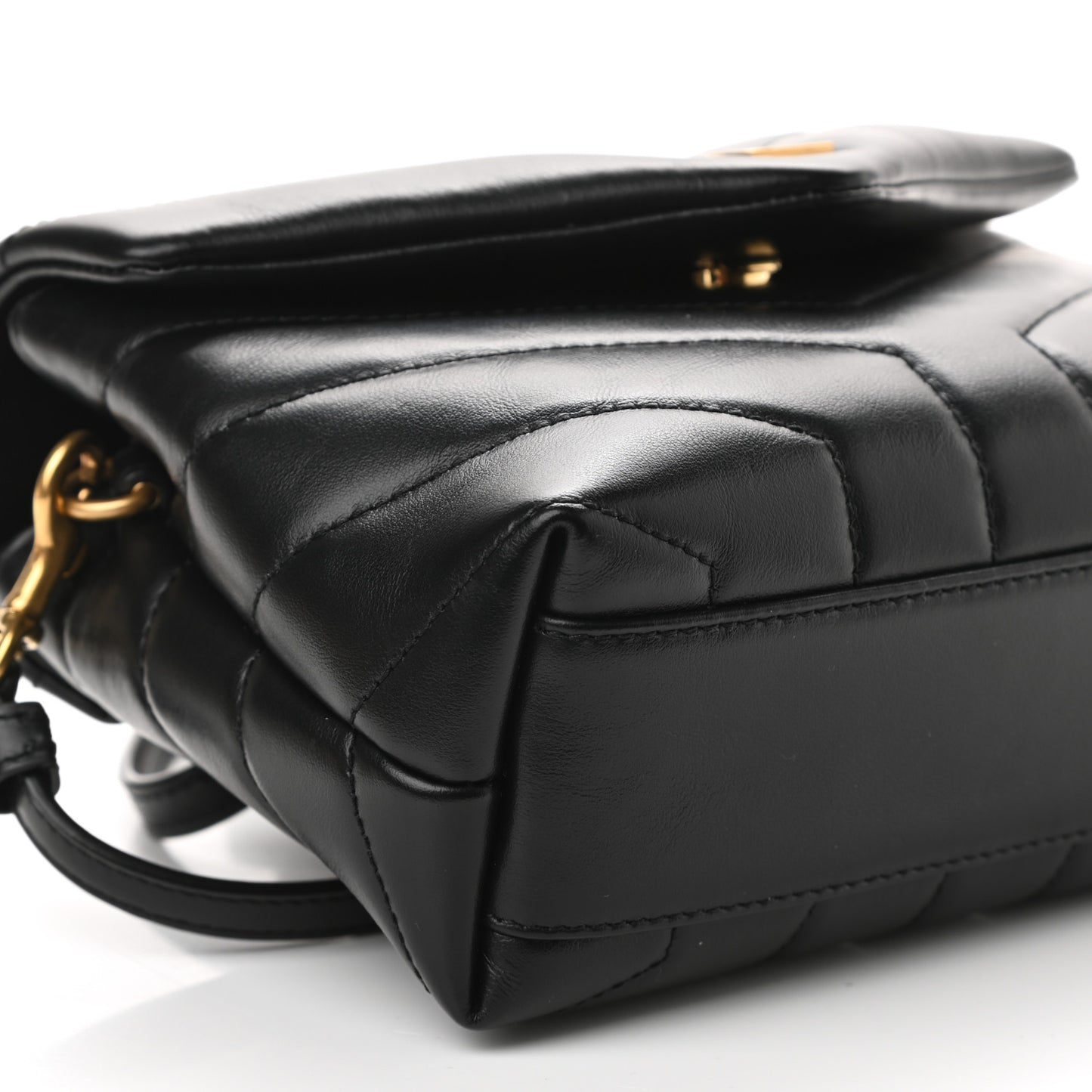 Calfskin Y Quilted Monogram Toy Loulou Crossbody Bag Black