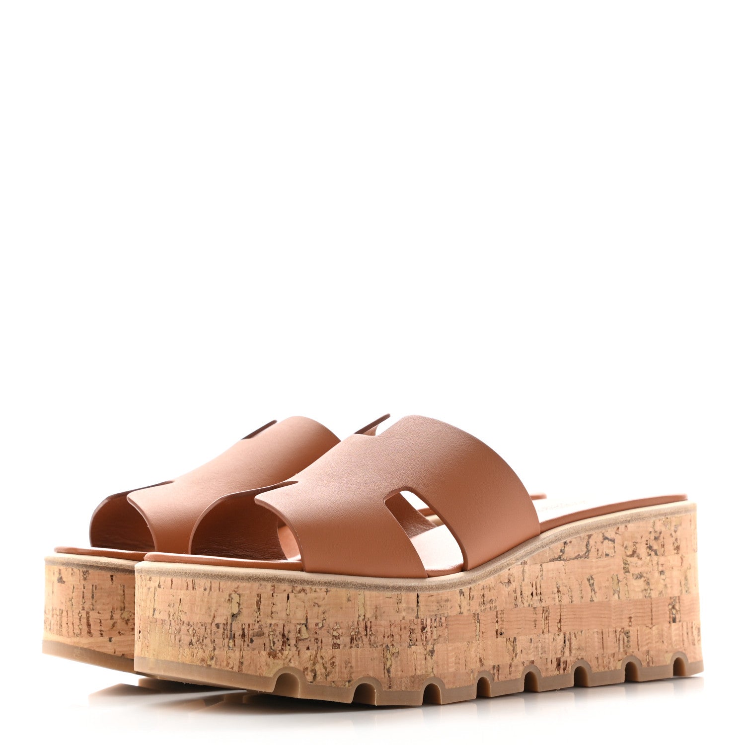 Hermes Calfskin Cork Eze 30 Sandals 37 Marron Glaise 3 of 8