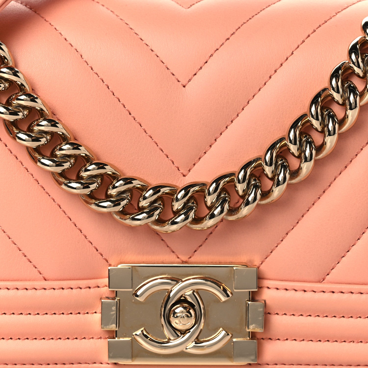 Chanel Calfskin Chevron Quilted Small Boy Flap Light Orange 8 of 12